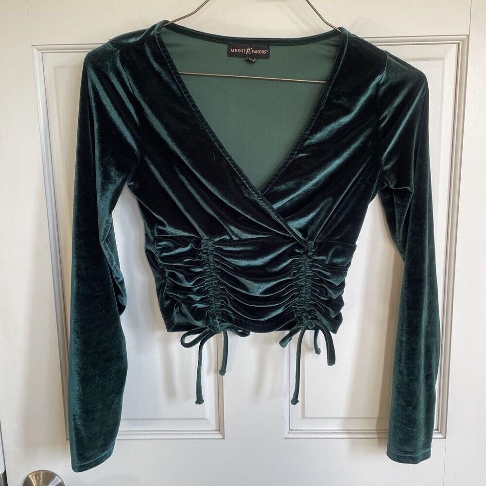 Vintage Y2K Women's Velvet Wrap Crop Top Size M Whimsigoth Grunge Romantic